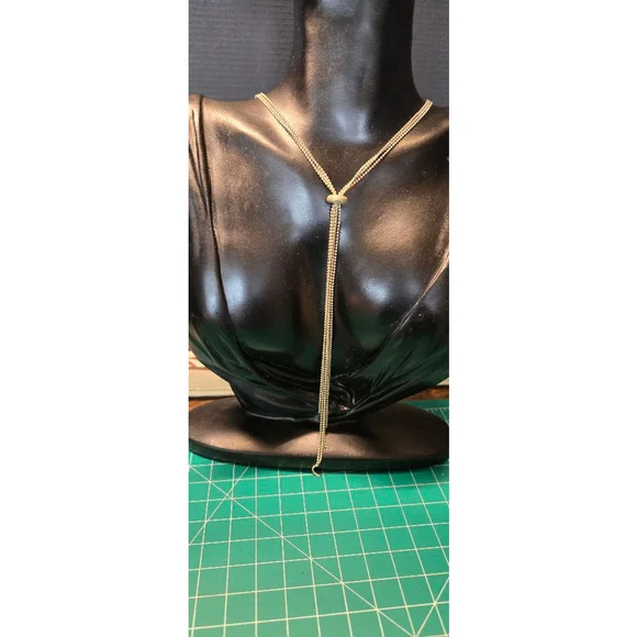 Necklace 925 sterling 3 strands lariat style pre-owned light gold - Picture 2 of 10